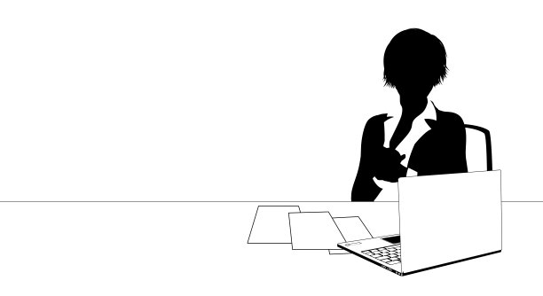 新闻主播商业女性在办公桌剪影图片下载