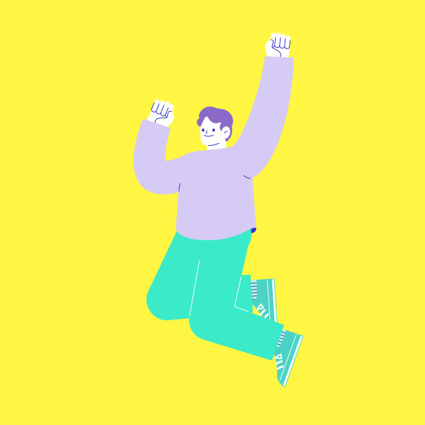 插图的一个人跳跃与喜悦平RGB矢量材料隔离在白色背景图片下载