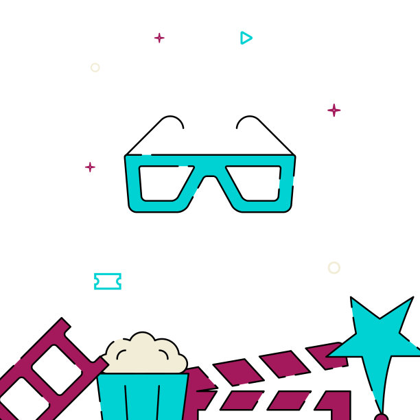 3D眼镜填充线图标，简单的矢量插图图片下载