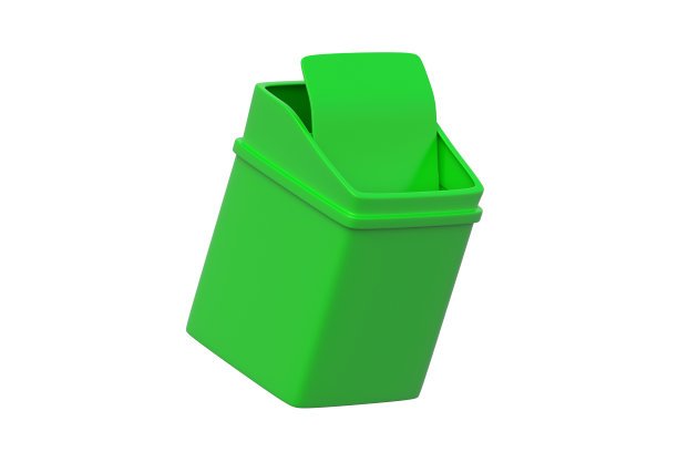 白色背景上孤立的绿色垃圾桶。家庭垃圾桶。三维渲染图片下载