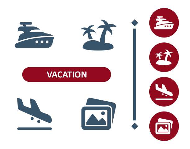 假期图标。旅游，邮轮，游艇，海岛，沙滩，飞机，照片，图片，明信片图标图片下载