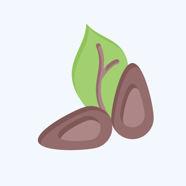 图标杏仁。与健康食品有关的标志。平的风格。简单的设计说明图片下载