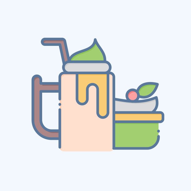 图标酸奶。与健康食品有关的标志。涂鸦风格。简单的设计说明图片下载