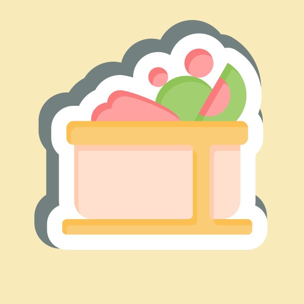 贴纸水果沙拉。与健康食品有关的标志。简单的设计说明图片下载