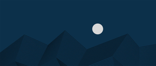 抽象黑色海军蓝线条几何条纹山月风景插画背景图片下载
