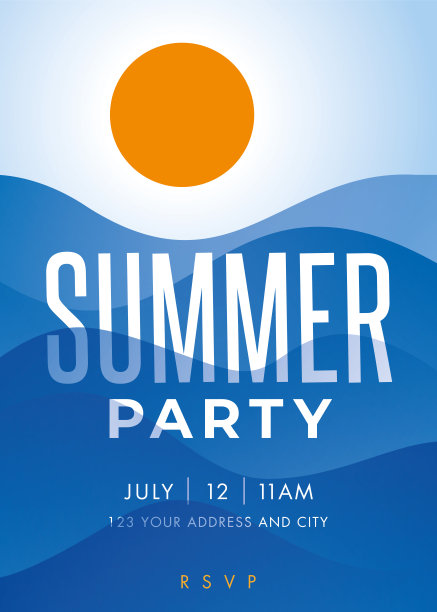 以海浪为背景的夏日派对。图片下载