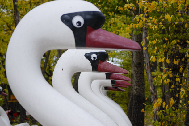 被遗弃在乡村的游乐园。没有人可以看到。这张照片拍摄于2006年。天鹅缆车的病态魅力，废弃的柏林游乐园Spreepark，以前被称为文化公园普兰特瓦尔德。图片下载