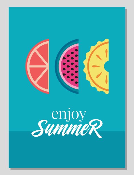 享受夏天。你好,夏天。夏天的氛围。夏季卡片或海报概念在平面设计。几何风格。矢量插图。图片下载