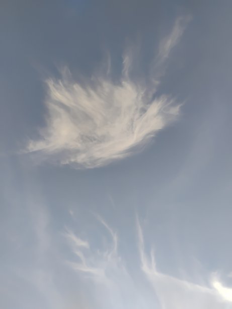 美丽的天使形状的白色卷云可见在早晨的天空图片下载