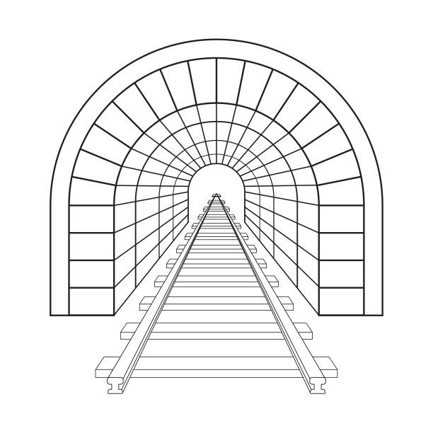 灰色背景下铁路隧道矢量隔离设计。矢量插图EPS 10。图片下载