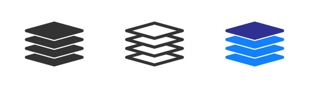 抽象的瓦片堆叠图标。图层，网页元素，应用程序标志。建筑，建筑符号。3D打印和建模。直线平面和彩色矢量插图。图片下载