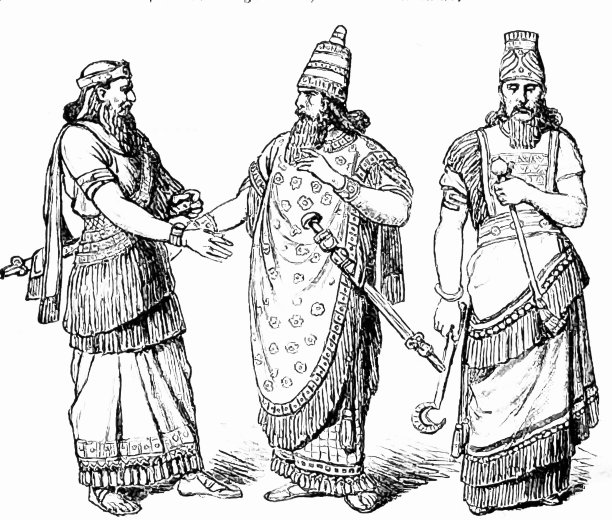 身着传统服饰的亚述人：贵族、国王、官员和祭司图片下载