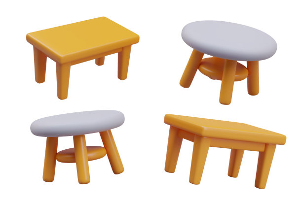 矩形和圆桌。有不同桌面的家具图片下载