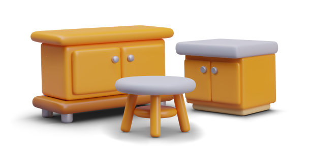 家居构图以卡通风格的大小便盆和茶几为主图片下载