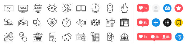 手册，保持心脏和雪天气线图标包。用于web应用程序。社交媒体图标。向量图片下载