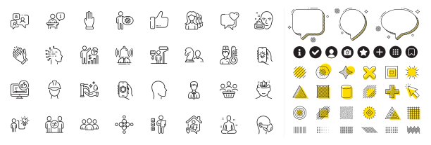 一组组，心脏和瑜伽线图标的web应用程序。象形图标。设计元素，社交媒体图标。向量图片下载