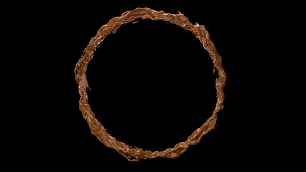 巧克力液态水跟随部分流动飞溅隔离在黑色背景。3 d渲染。图片下载