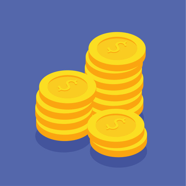 金币与美元符号堆叠。平式硬币堆。美元货币符号。现代金融矢量设计孤立的白色背景。图片下载