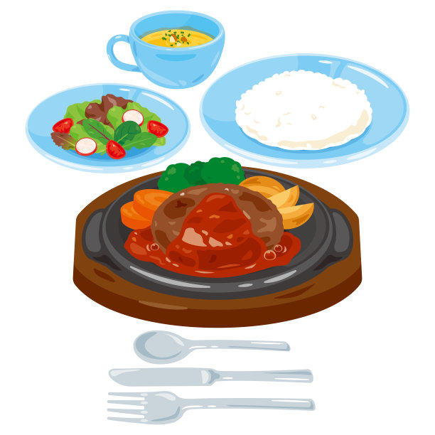 西式汉堡牛排饭午餐套餐图片下载