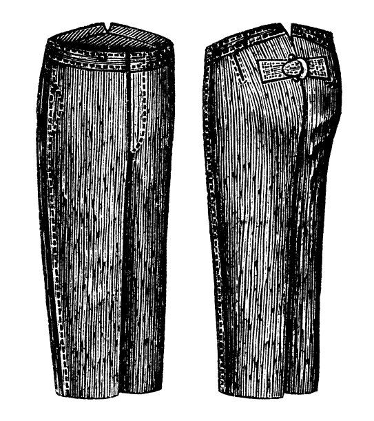 19世纪90年代维多利亚时代的时尚，小男孩条纹长裤(正面和背面)- 19世纪图片下载