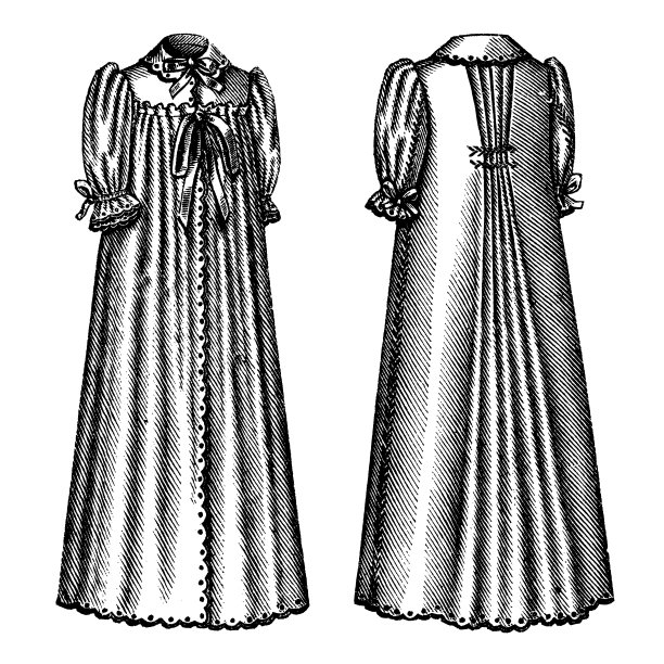 19世纪90年代维多利亚时代的时尚，婴儿长披肩礼服(正面和背面)- 19世纪图片下载