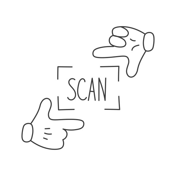二维码扫描手势矢量插图图片下载
