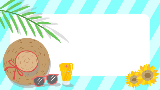 夏季背景框架，紫外线防护(UV)图像，可爱的手绘插图图片下载