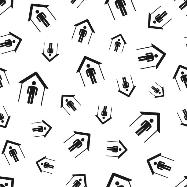 呆在家里。无缝模式。白色背景的图标图片下载