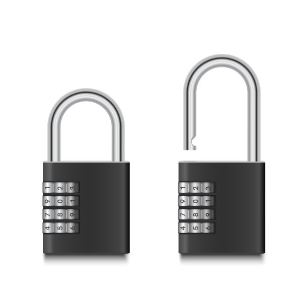 挂锁组合设计孤立在白色背景。矢量插图EPS 10。图片下载