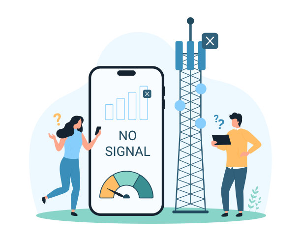 没有或微弱的离线网络信号，微型人群的天线连接错误图片下载