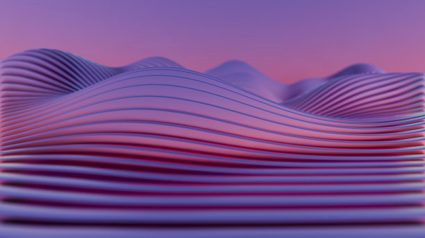 这张迷人的图片以复古的波浪景观为特色，由充满活力的红色和蓝色灯光照亮，唤起怀旧而又未来的氛围。图片下载