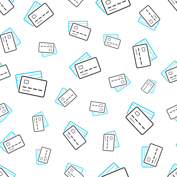 信用卡。无缝模式。白色背景上的线条图标图片下载