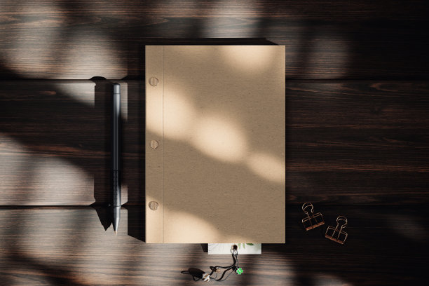 牛皮纸螺丝装订笔记本模型。三维渲染图片下载