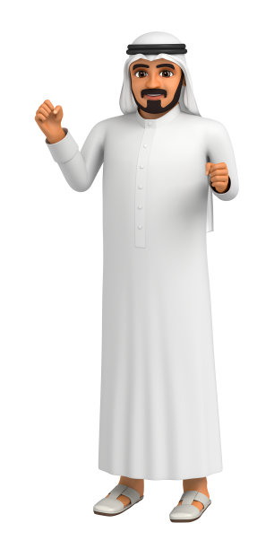 一名阿拉伯男子摆出胜利的姿势图片下载