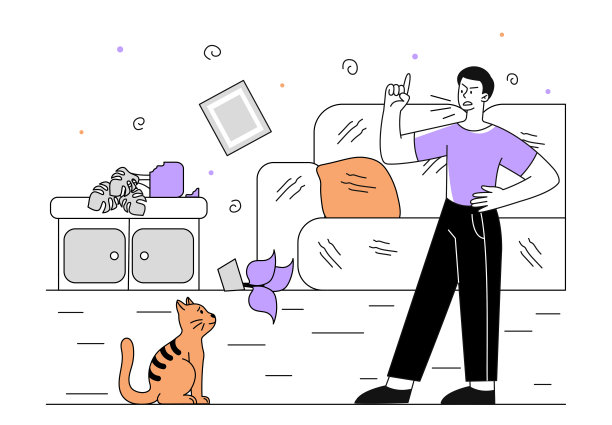 人骂猫向量线性图片下载