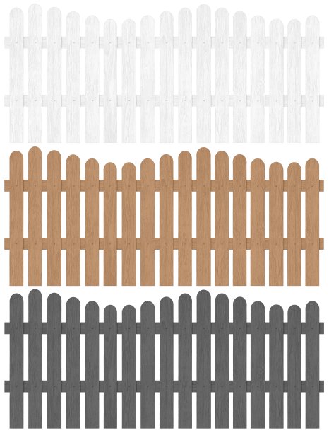 一套3个彩色木栅栏。图片下载