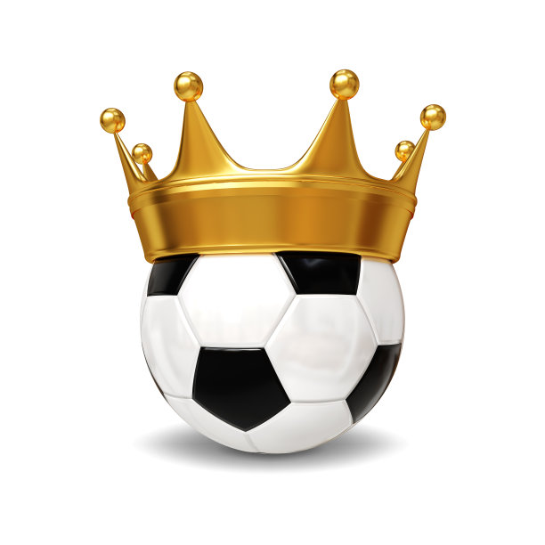 在白色背景上孤立的金色皇冠足球图片下载
