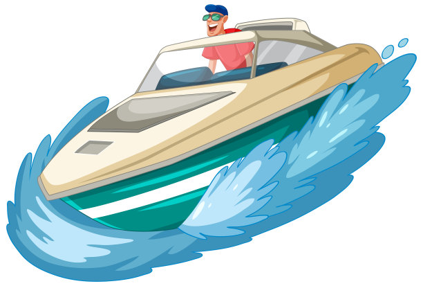 矢量插图的一个人驾驶快艇图片下载