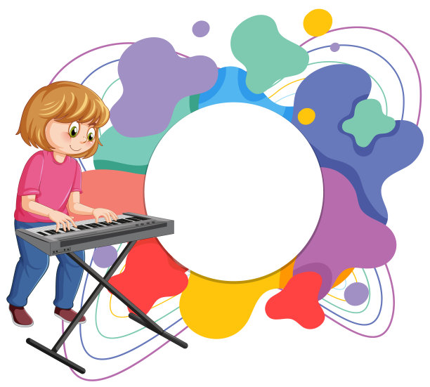 孩子用充满活力的抽象图形玩键盘图片下载