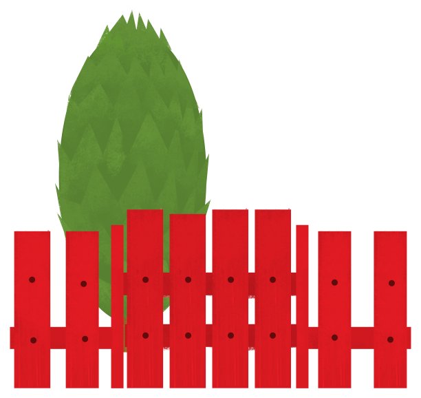 卡通场景与木制传统农场栅栏板树孤立的背景插图的孩子图片下载