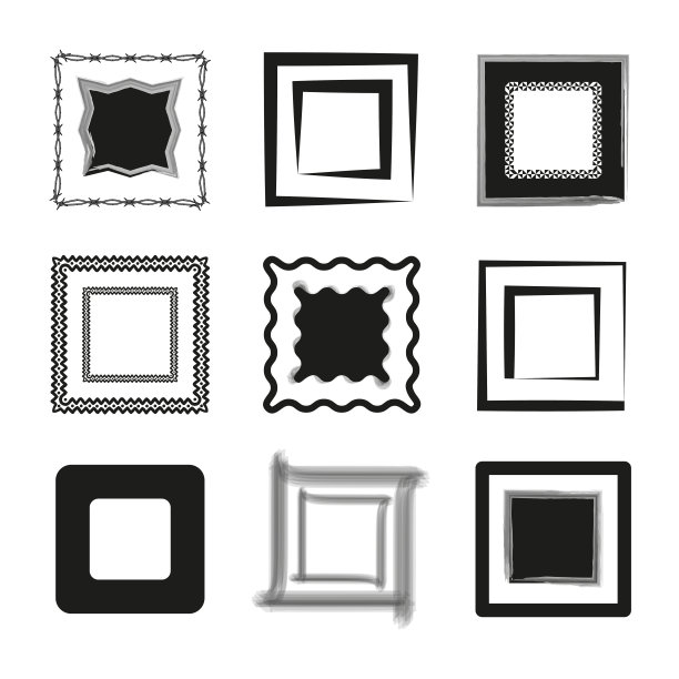 装饰框架集。各种边界集合。艺术方形元素。矢量插图。每股收益10。图片下载