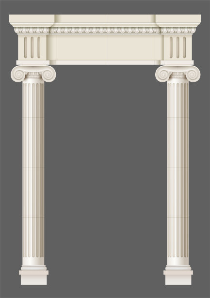 带有爱奥尼亚柱的古色古香的白色柱廊图片下载