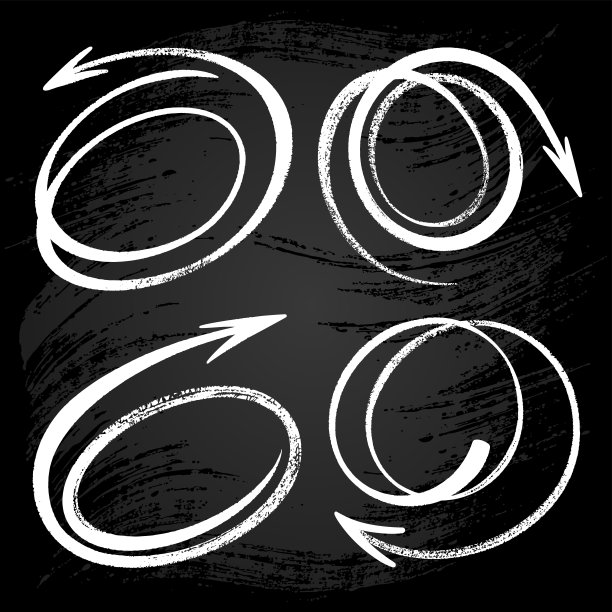 收集粉笔垃圾矢量手绘箭头。插图与文字的位置。设置-抽象框架。图片下载