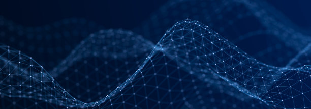 未来的波浪有许多点。抽象运动背景的彩色点。技术或科学。3 d图片下载