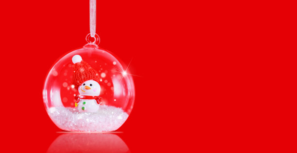 圣诞横幅装饰，红色背景，留出文字空间图片下载