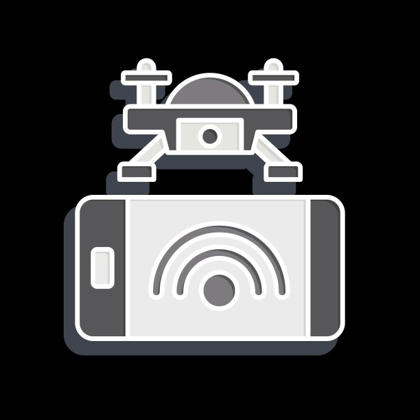 Icon智能手机控制。与无人机符号有关。光滑的风格。简单的设计说明图片下载