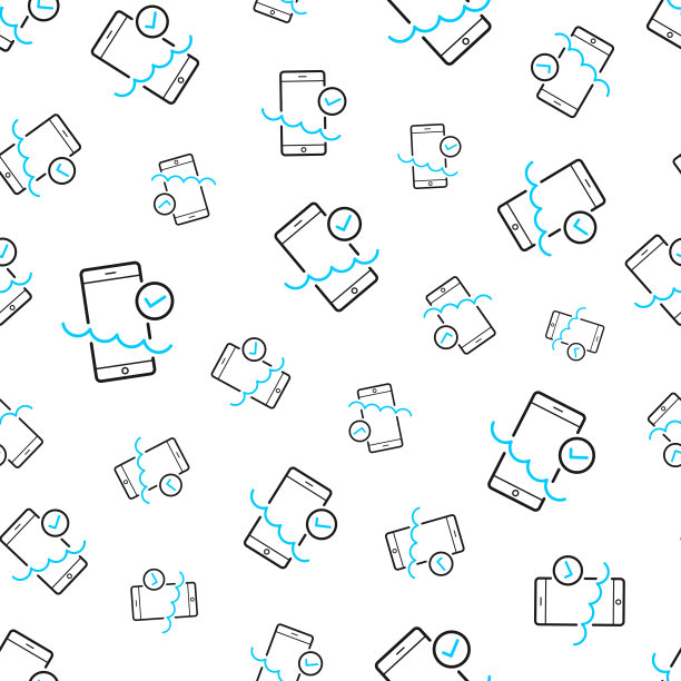 防水智能手机。无缝模式。白色背景上的线条图标图片下载