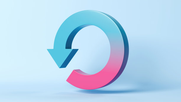 重新开始，重做或重新启动3D箭头，重新加载符号，重置和重新启动概念，3D渲染图片下载
