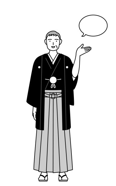 元旦和婚礼上，年长的男子穿着带帽徽的袴指点方向，带着一抹抹灭。图片下载