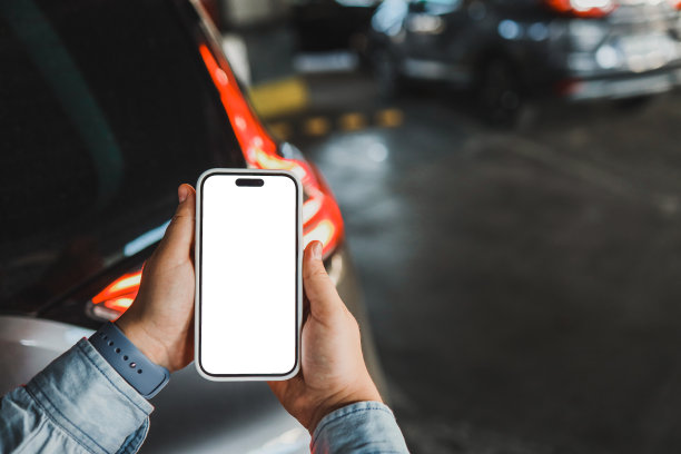 模拟空白屏幕手机应用程序或网站的模拟推广。理想的汽车经销商，汽车在线服务，智能汽车概念，汽车在线购物图片下载